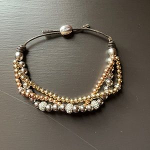 Adjustable Mixed Metal Fossil Bracelet